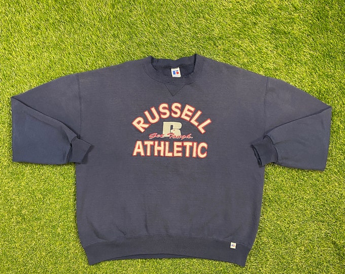 Vintage Russell Athletic Crewneck Sweatshirt Made USA Size XXL 2XL 1990s 90s Sportswear Pull Over Oversized