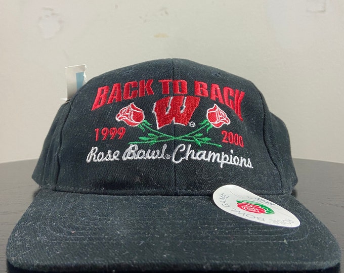 Vintage Wisconsin Badgers UW Strap Back Hat Cap OSFA Headmaster Inc Madison Bucky Badger NCAA College Football 1990s 90s
