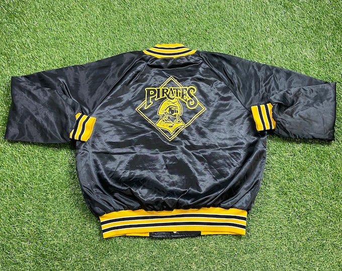 Vintage Pittsburgh Pirates Satin Bomber Jacket Made USA Size Xtra Large XL MLB Baseball Varsity Letterman Classic Pennsylvania 1990s 90s
