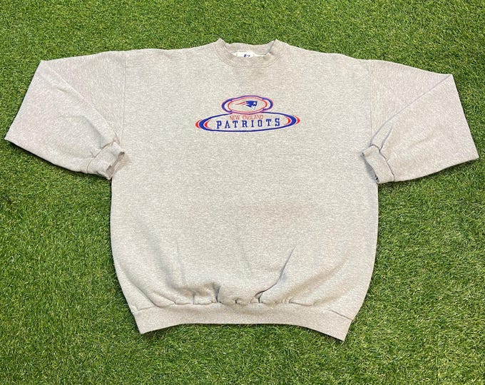 Vintage New England Patriots Crewneck Sweatshirt Size Xtra Large XL NFL Football Boston Massachusetts Tom Brady Pull Over 1990s 90s