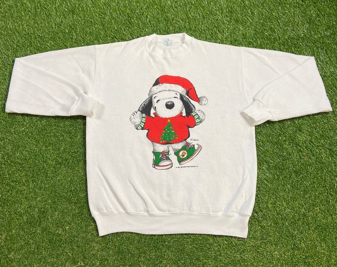 Ugly Christmas Sweater Sweatshirt Snoopy Vintage Tacky Holiday Party Merry Santa Claus Classic Charlie Brown Xmas Tree Size Medium 80s 90s
