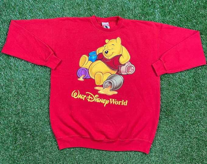 Vintage Winnie the Pooh Bear Crewneck Sweatshirt Made USA XXL 2XL Walt Disney World 90s Disneyland Piglet Tigger Pull Over 1990s Oversized
