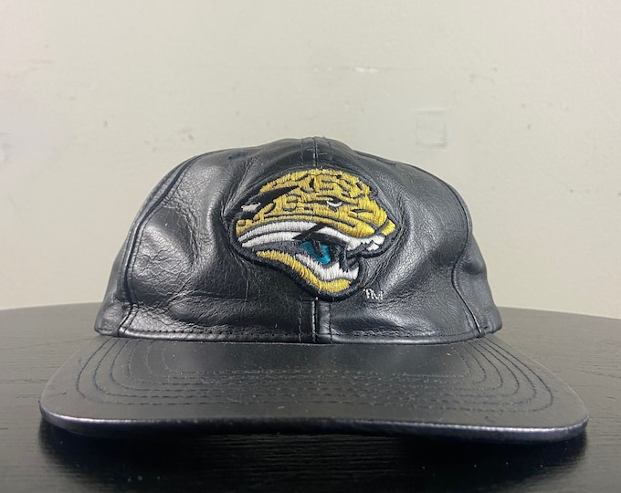Vintage Jacksonville Jaguars Leather Strap Back Hat OSFA NFL Football Afc Florida FL 1990s 90s