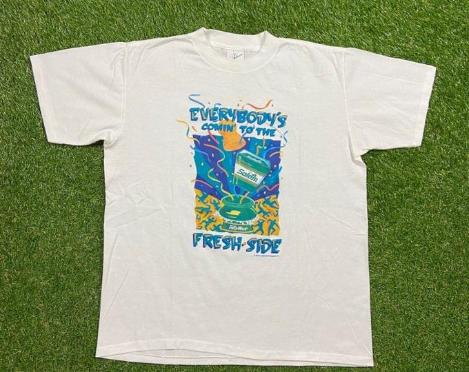 Vintage Salem Fresh Wrap T Shirt Tee Silverworm Made USA Size Xtra Large XL 1990s 90s American Made Smoking Cigarettes