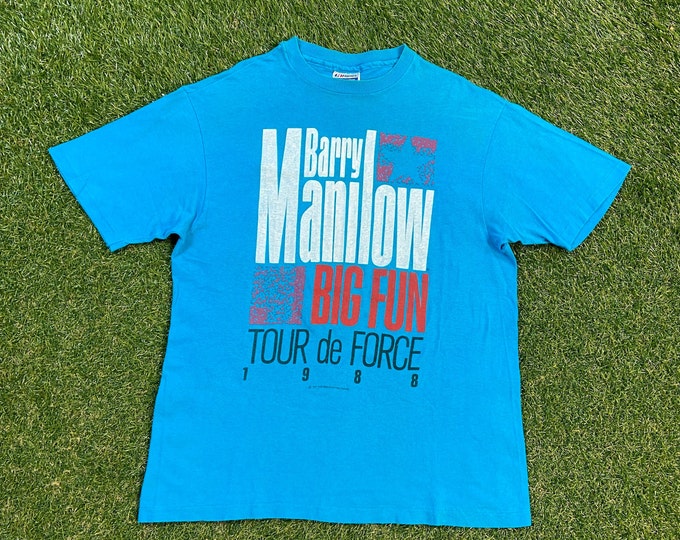 Vintage Barry Manilow T Shirt Tee Hanes Made USA Size Large L Soft Rock Pop Music Authentic Shirt 1980s 80s