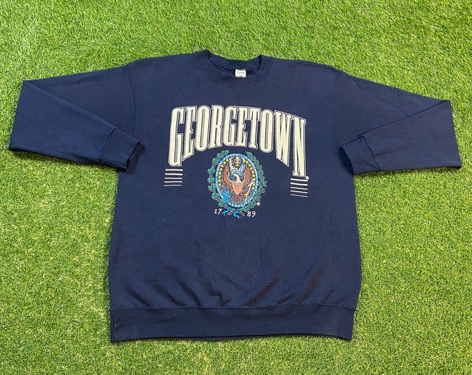 Vintage Georgetown University Hoyas Crewneck Sweatshirt Made Usa Size Xtra Large XL Washington DC NCAA College Basketball Pull Over 1990s