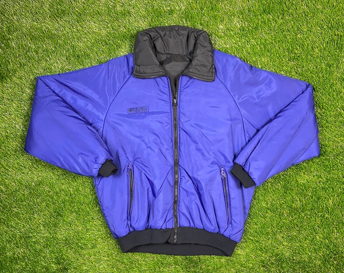 Vintage Columbia Winter Athletic Jacket Size Medium Warm Zipper Jacket Windbreaker Mens 1990s Coat Puffer Puffy Hiking Coat
