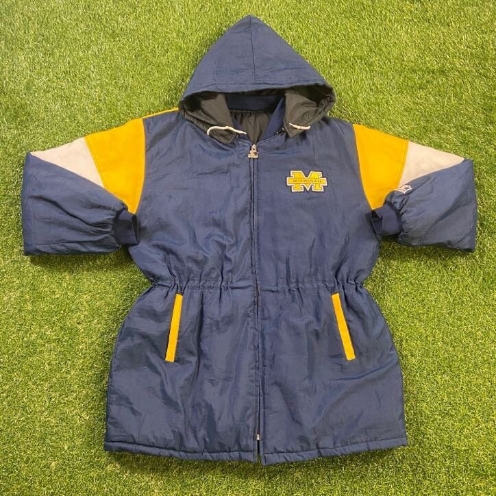 Vintage 90s Michigan Wolverines Starter Double Puffy Coat Jacket Size Adult  XL