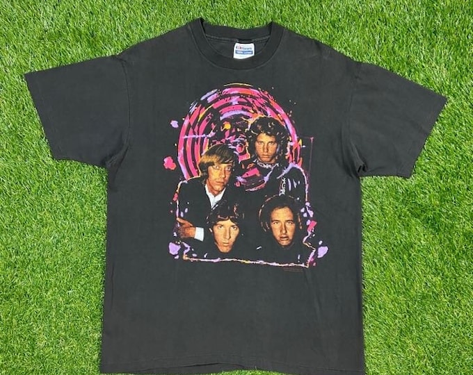 Vintage The Doors Jim Morrison T Shirt Tee Hanes Made USA Size Large L Psychedelic Rock N Roll Counter Culture Hippie 60s 70s 1980s 80s