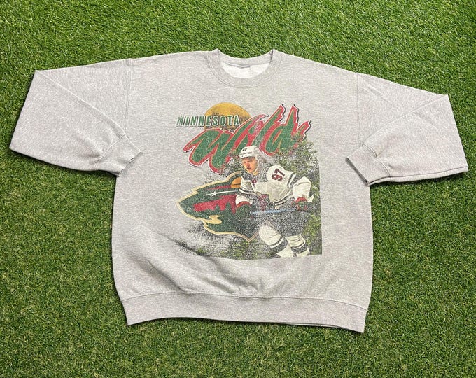 Vintage Minnesota Wild Crewneck Sweatshirt Size Medium M NHL Hockey Pull Over Oversized 1990s 90s
