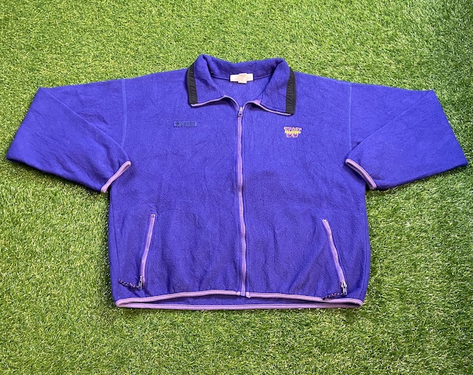Vintage University of Washington Huskies Zip Up Jacket Columbia Made USA Size Xtra Large XL NCAA College Football 1990s 90s Pull Over