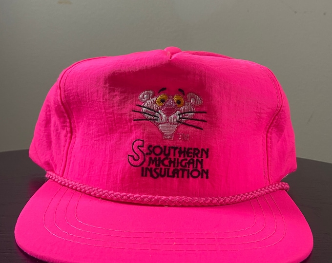 Vintage Southern Michigan Insulation Snapback Hat Yupoong OSFA Pink Panther 1980s 80s