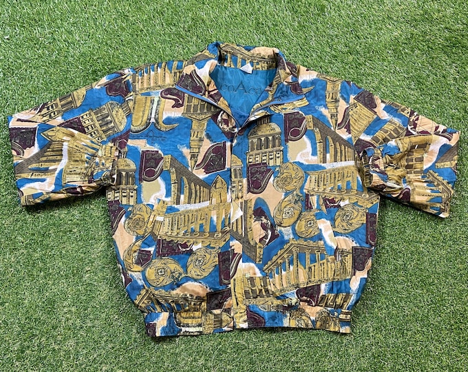 Vintage Coaco Jacket Size Xtra Large XL Quality Great Fit Classic Artsy Fashion 1980s 80s Silk Zip up