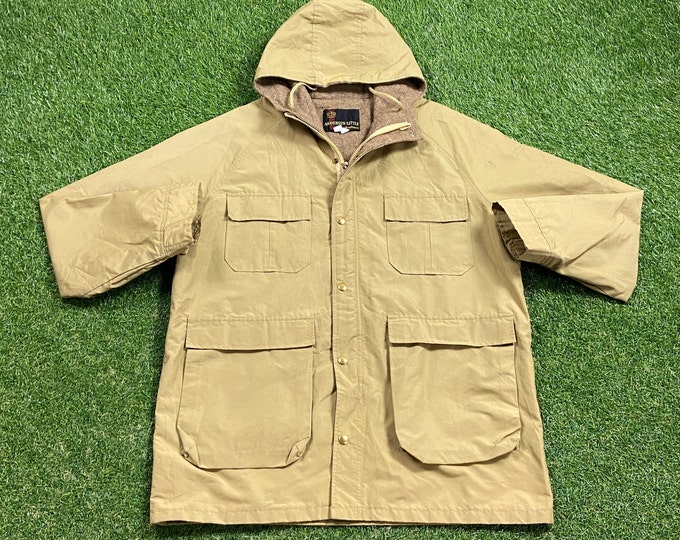 Vintage Beige Parka Button Up Jacket Anderson Little Size Large L Quality Warm Hunting Winter Fashion Coat Hiking 1960s 60s Outdoor Cold