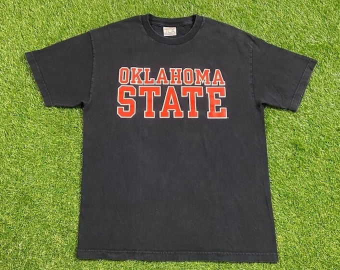 Vintage Oklahoma State University T Shirt Tee Made USA Size Large L OSU NCAA College Football 1990s 90s