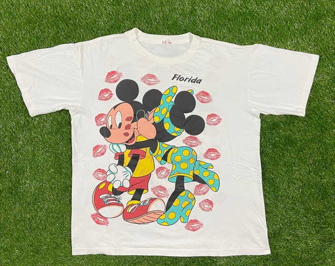Vintage Mickey Mouse and Minnie Mouse Florida Tee T Shirt Sherry Size 3XL Made USA 1990s Walt Disney World Magic Kingdom M WDW 90s