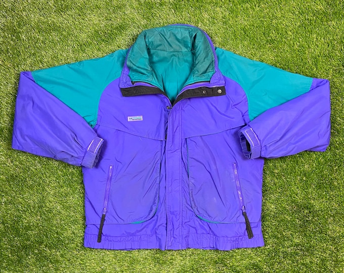 Vintage Columbia Powder Keg Winter Athletic Jacket Size Large Warm Zipper Jacket Windbreaker Mens 1990s Parka Coat Puffy Hiking Coat L