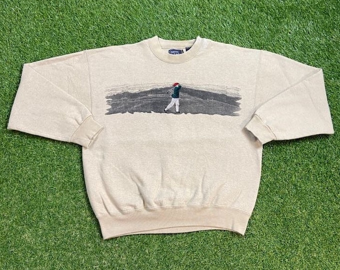 Vintage Golf Crewneck Sweatshirt Made USA Size Medium M US Open Masters Tiger Woods 1990s 90s Pull Over Oversized 1990s 90s