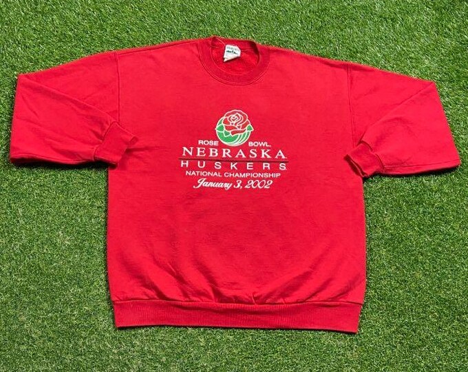 Vintage University of Nebraska Cornhuskers Crewneck Sweatshirt Size Xtra Large XL NCAA College Football 2002 Rose Bowl National Championship