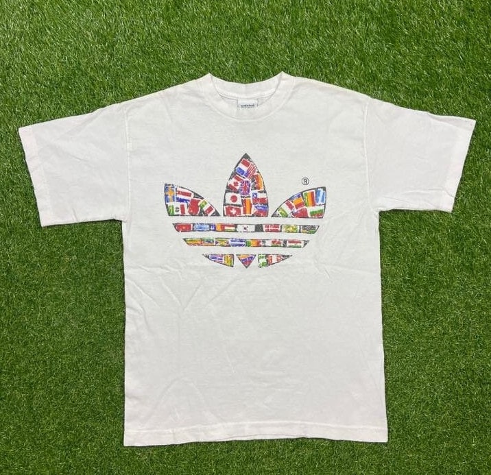 Vintage Early 1980s Adidas Rainbow Trefoil Tee Sz XS to S 