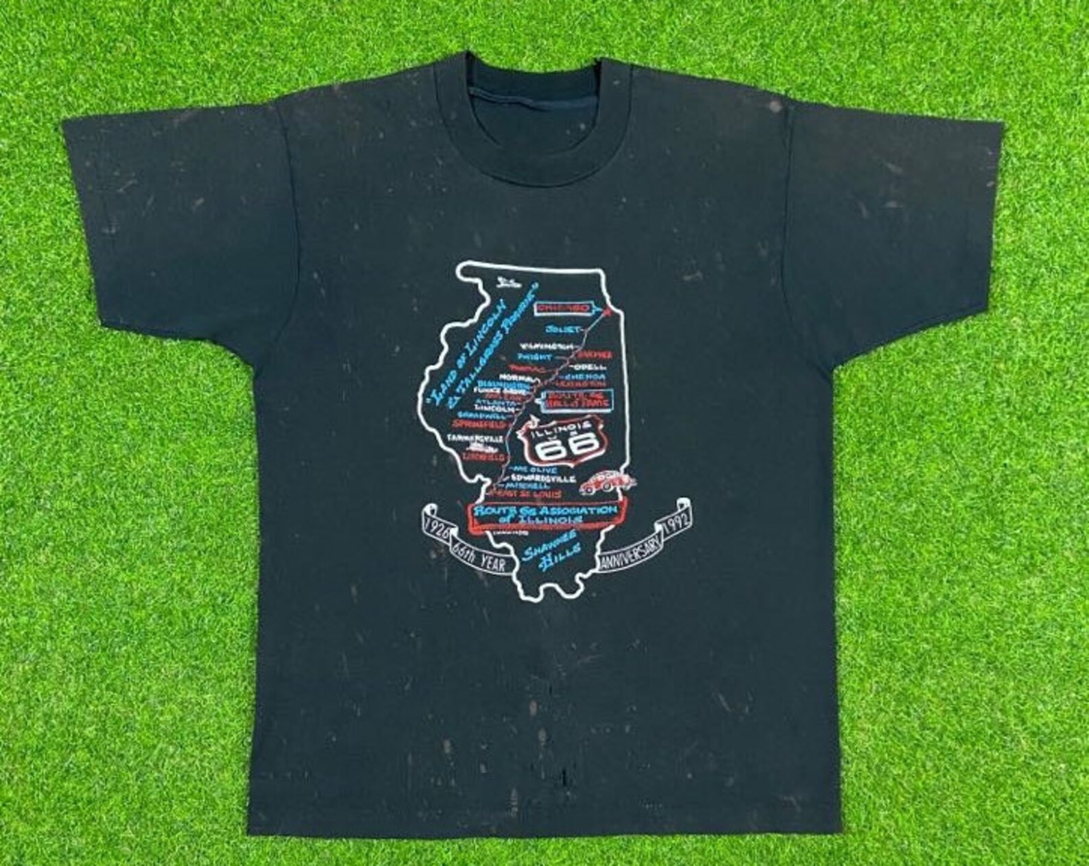 Mannys Chop House blue graphic L t shirt Route 66 Pontiac IL | Australia