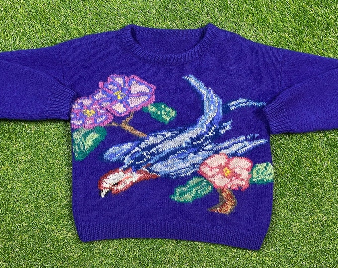 Vintage Purple Crewneck Sweater Size Xtra Small XS Quality Warm Winter Fashion Pull Over Oversized 1990s 90s