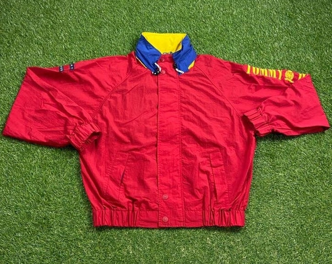 Vintage Tommy Hilfiger Windbreaker Jacket Size Xtra Large XL American Apparel Quality TH Light Rain Coat 1990s 90s