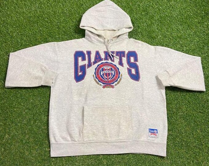 Vintage New York Giants Hoodie Sweatshirt Made USA Size Large L NFL Football Ny Meadowlands Pull Over Oversized 1990s 90s