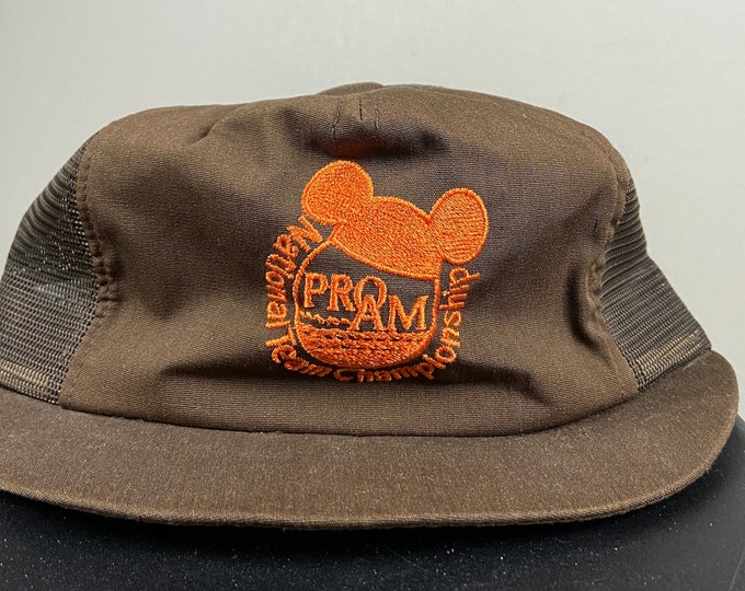 Vintage National Team Championship Pro Am Strap Back Hat Town Talk Walt Disney World Mickey Mouse 80s 90s