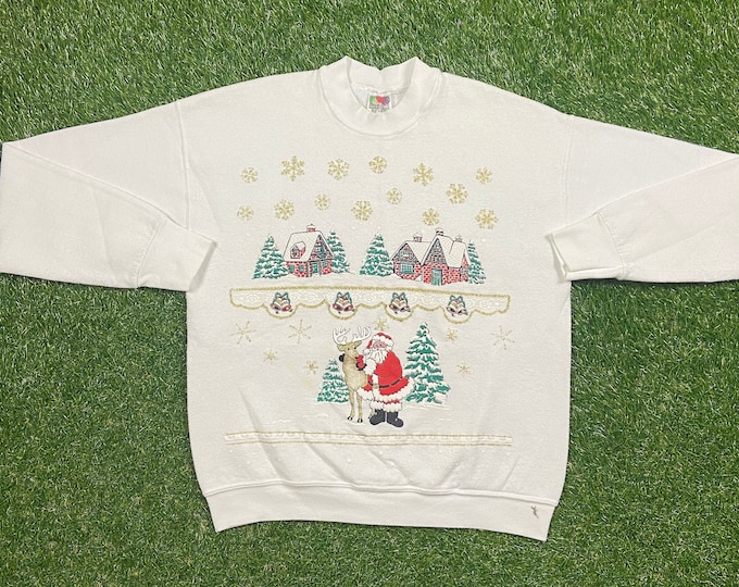 Ugly Snowmen Christmas Sweater Vintage Tacky Holiday Party Merry Santa Reindeer Classic Size Medium M Xmas 90s 80s Pull Over Cozy
