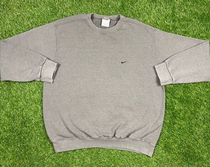 Vintage Nike Crewneck Sweatshirt Size Large L Nike Swoosh Check Mark Just Do It Classic Air Jordan 1990s 90s Original Pull Over Oversized
