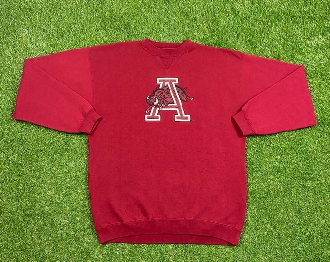 Vintage Arkansas Razorbacks Crewneck Sweatshirt Cadre Athletic Size Large L NCAA College Basketball Fayetteville Pull Over 1990s 90s