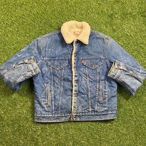 Vintage Levi&#39;s Jean Jacket Made USA Size Large L American USA Classic Blue Jean Jacket Button Down 1990s 90s Original