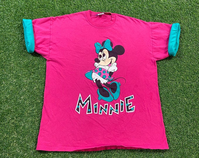 Vintage Minnie Mouse T Shirt Tee Made USA Size Xtra Large XL Walt Disney World WDW Disneyland Magic Kingdom 1990s 90s