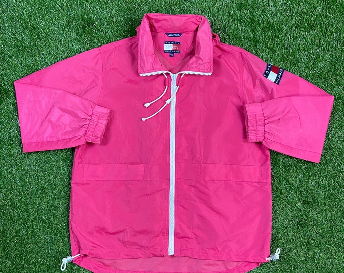 Vintage Tommy Hilfiger Windbreaker Rain Jacket Size Large L American Apparel Quality 90s TH Coat