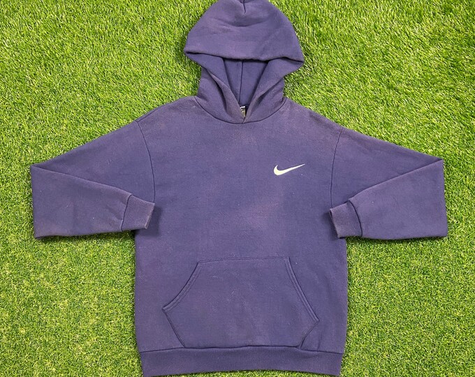 Vintage Nike Hoodie Sweatshirt Made USA Size Youth Large L Nike Swoosh Just Do It Classic Air Jordan 1990s 90s Original Pull Over Oversized