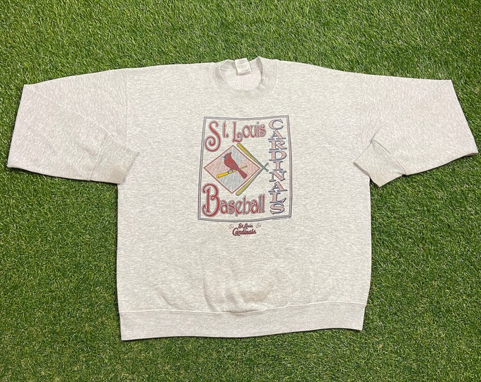 Vintage St Louis Cardinals Crewneck Sweatshirt Made USA Size Large L MLB Baseball Missouri Cards Red 1990s 90s Pull Over Oversized
