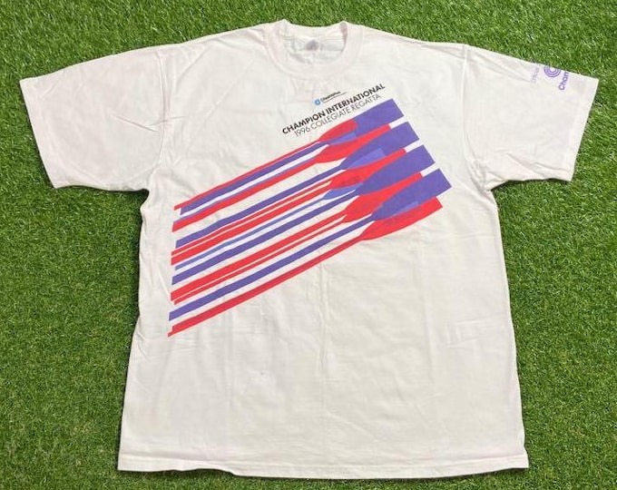 Vintage 1996 Champion International Collegiate Regatta T Shirt Tee Size Xtra Large XL Rowing Championship Crew Boats Row Racing 1990s 90s