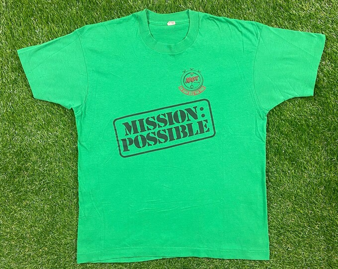 Vintage Pizza Hut Mission Possible T Shirt Tee Screen Stars Made USA Size Xtra Large XL Classic Pizza 1980s 80s