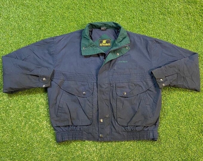 Vintage John Deere Windbreaker Jacket Size Xtra Large XL Landscaping Agricultural Manufacturer Lawn Care 1990s 90s K Products