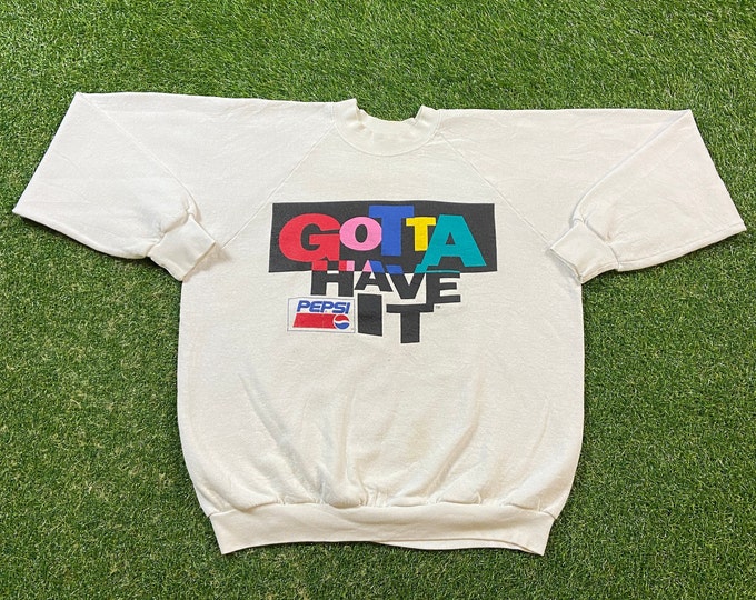 Vintage Pepsi Crewneck Sweatshirt Fruit of the Loom Size Xtra Large XL Classic Cola Soda Pop 1990s 90s Pull Over Oversized