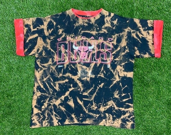 Vintage Chicago Bulls T Shirt Tee Salem Sportswear Size Xtra Large Basketball 90s NBA 1990s Red Michael Jordan XL Custom Bleach Tie Dye