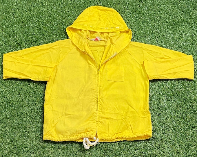 Vintage Yellow Hoodie Jacket Size Small S Quality 1960s Great Fit Original 60s Flower Power Hippy Sun Cute XS