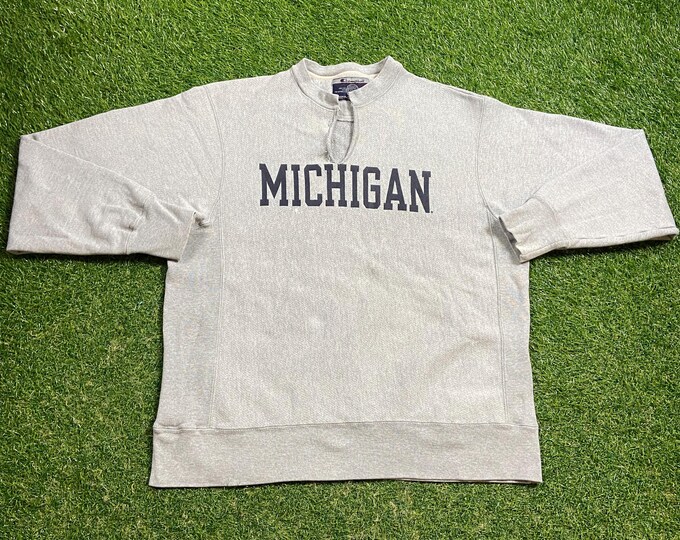 Vintage University of Michigan Wolverines Crewneck Sweatshirt Champion Size Large L NCAA College Football Detroit Big House 1990s Pull Over