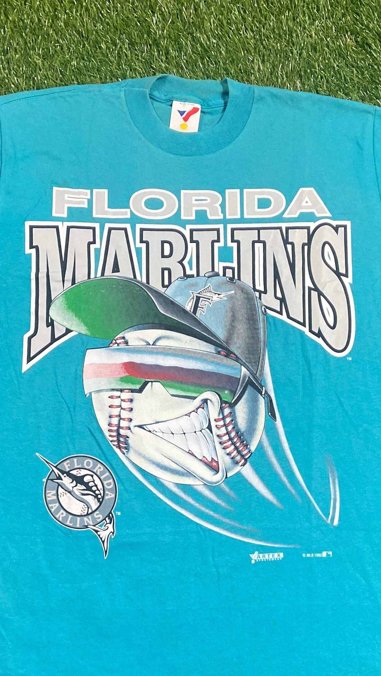 Vintage Florida Marlins T Shirt Tee Made USA Size Medium M MLB