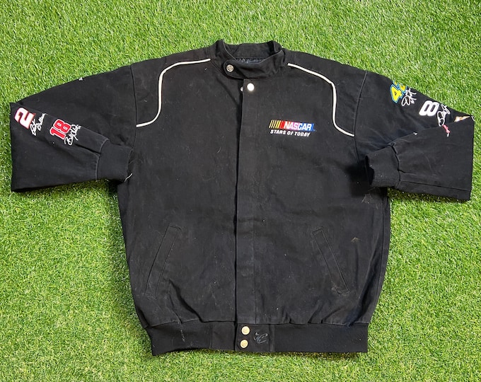 Vintage NASCAR Jacket Chase Authentics Size Large L Auto Racing Dale Earnhardt Daytona 500 1990s 90s All Over