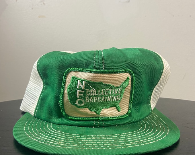 Vintage NFO Collective Bargaining Snapback Hat OSFA Bargaining Collective Labor Union 1980s 80s Trucker K Brand