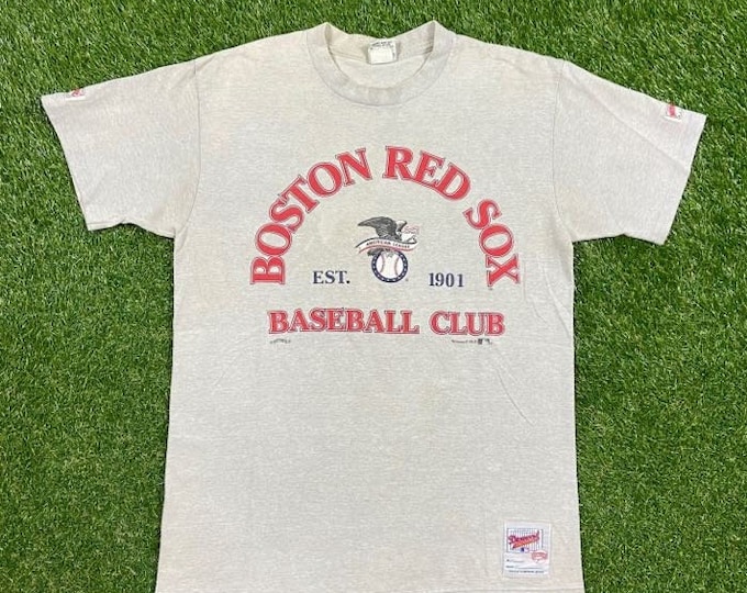 Vintage Boston Red Sox T Shirt Tee Nutmeg Mills Made USA Size Large L MLB Baseball New England Massachusetts Fenway Park 1990s 90s