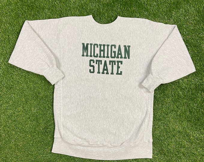 Vintage University of Michigan State Crewneck Sweatshirt Champion Size Xtra Large XL NCAA College Football Spartans Pull Over Oversized