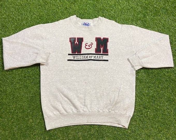 Vintage College of William and Mary Crewneck Sweatshirt Made USA Size Large L Williamsburg VA University of Virginia 1990s 90s Pull Over